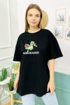 156438 B Yaka Baskili Oversize Tshirt